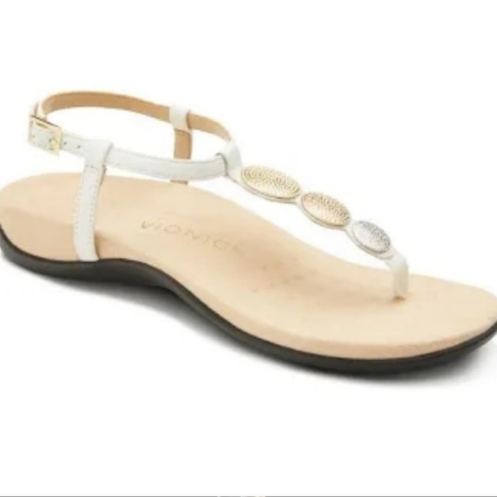 🌻NEW (no box) Vionic White Leather "Lizbeth" Comfort Sandals Women's Size 12